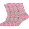 image:imageBambooMN Womens Soft Fuzzy Warm Cozy Striped Solid Socks  4 Pair Value PacksStripe Red Grey
