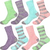 image:imageBambooMN Womens Soft Fuzzy Warm Cozy Striped Solid Socks  Assorted Value Packs8a