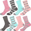image:imageBambooMN Womens Soft Fuzzy Warm Cozy Striped Solid Socks  Assorted Value Packs8b