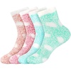image:imageBambooMN Womens Soft Warm Fuzzy Fluffy Polka Dot Cuff Crew Home SocksAssortment 4a