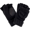 image:imageBambooMN Wool Acrylic Knitted Winter Convertible Half Fingerless Glove Mittens ComboBlack