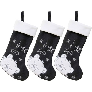 image:imageBambooMN 18 Classic Embroidered Sequined Christmas Stocking  Snowman  3 Units04 White Bear