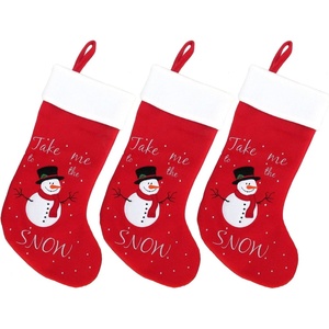 image:imageBambooMN 18 Classic Embroidered Sequined Christmas Stocking  Snowman  3 Units07 Snowman