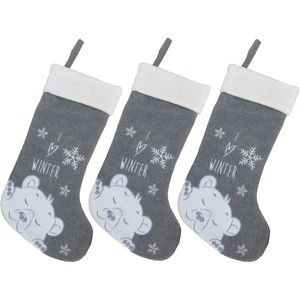 image:imageBambooMN 18 Classic Embroidered Sequined Christmas Stocking  Snowman  3 Units09 Polar Bear