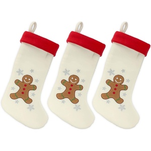 image:imageBambooMN 18 Classic Embroidered Sequined Christmas Stocking  Snowman  3 Units10 Gingerbread Man