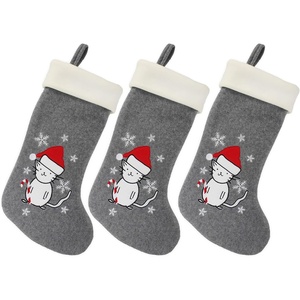 image:imageBambooMN 18 Classic Embroidered Sequined Christmas Stocking  Snowman  3 Units13 Cat
