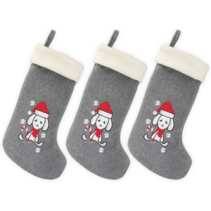 image:imageBambooMN 18 Classic Embroidered Sequined Christmas Stocking  Snowman  3 Units14 Dog