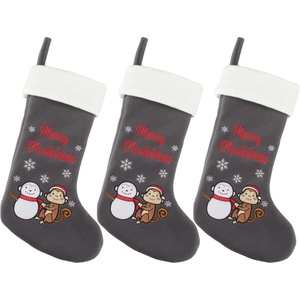 image:imageBambooMN 18 Classic Embroidered Sequined Christmas Stocking  Snowman  3 Units17 Christmas Monkey