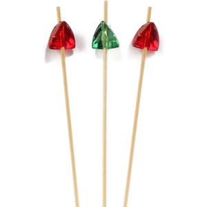 image:imageBambooMN 59 Bamboo Acrylic Gem Christmas Picks Skewers Party and Event Supplies for Desserts Drinks hors doeuvres  Red and Green Colors  200 Pieces200
