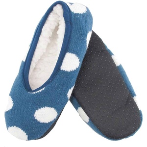 image:imageBambooMN Adult Patterned Plush Home Travel NonSlip SlipOn Slippers03 Dot Blue