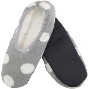image:imageBambooMN Adult Patterned Plush Home Travel NonSlip SlipOn Slippers04 Dot Grey
