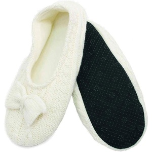 image:imageBambooMN Adult Patterned Plush Home Travel NonSlip SlipOn Slippers06 Knitted White