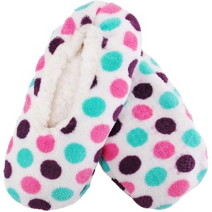 image:imageBambooMN Adult Patterned Plush Home Travel NonSlip SlipOn Slippers10 Colorful Dots