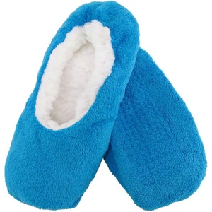 image:imageBambooMN Adult Patterned Plush Home Travel NonSlip SlipOn Slippers14 Solid Blue