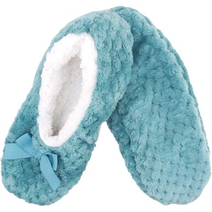 image:imageBambooMN Adult Soft Touch Tufted NonSlip SlipOn Lined Indoor Travel Cozy House Slippers01 Greenish Blue