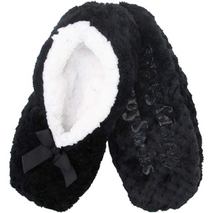 image:imageBambooMN Adult Soft Touch Tufted NonSlip SlipOn Lined Indoor Travel Cozy House Slippers07 Black