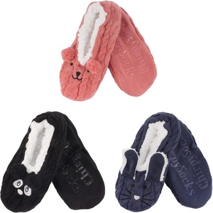 image:imageBambooMN Adult Women Soft Warm Cozy Fancy Yarn Slippers NonSlip Lined Socks Indoor Comfy House Travel SlippersAnimal C