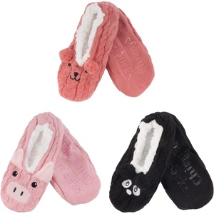 image:imageBambooMN Adult Women Soft Warm Cozy Fancy Yarn Slippers NonSlip Lined Socks Indoor Comfy House Travel SlippersAnimal a
