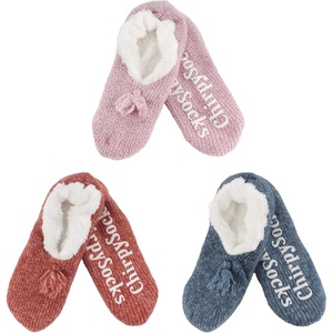 image:imageBambooMN Adult Women Soft Warm Cozy Fancy Yarn Slippers NonSlip Lined Socks Indoor Comfy House Travel SlippersFancy B