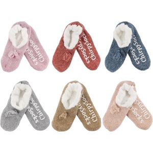 image:imageBambooMN Adult Women Soft Warm Cozy Fancy Yarn Slippers NonSlip Lined Socks Indoor Comfy House Travel SlippersFancy G