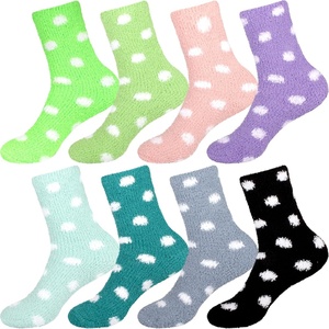 image:imageBambooMN Colorful Fuzzy Socks  Assorted Super Soft Warm Microfiber Comfy Home Socks  Value PackPolka Dot 8b
