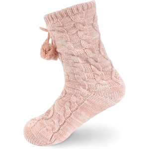 image:imageBambooMN Extra Thick Cozy Fuzzy Animal Thermal Cabin Plush Fleecelined Knitted Crew SocksColor 05 Peach Pink