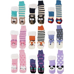 image:imageBambooMN Extra Thick Cozy Fuzzy Animal Thermal Cabin Plush Fleecelined Knitted Crew SocksSurprise 1 Pair