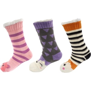 image:imageBambooMN Extra Thick Cozy Fuzzy Animal Thermal Cabin Plush Fleecelined Knitted Crew SocksThermal  Asst K