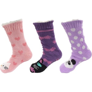 image:imageBambooMN Extra Thick Cozy Fuzzy Animal Thermal Cabin Plush Fleecelined Knitted Crew SocksThermal  Asst L