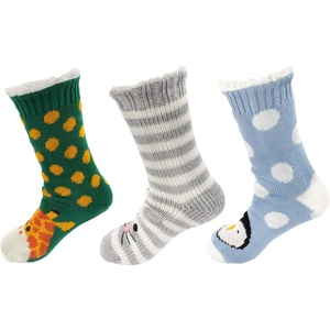image:imageBambooMN Extra Thick Cozy Fuzzy Animal Thermal Cabin Plush Fleecelined Knitted Crew SocksThermal  Asst M