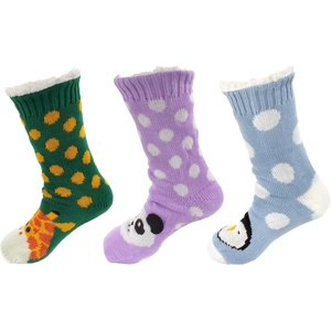 image:imageBambooMN Extra Thick Cozy Fuzzy Animal Thermal Cabin Plush Fleecelined Knitted Crew SocksThermal  Asst N