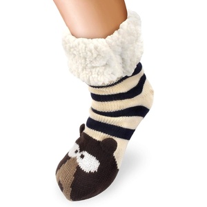 image:imageBambooMN Extra Thick Cozy Fuzzy Animal Thermal Cabin Plush Fleecelined Knitted Crew SocksThermal  Brown Bear 29