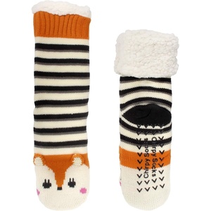 image:imageBambooMN Extra Thick Cozy Fuzzy Animal Thermal Cabin Plush Fleecelined Knitted Crew SocksThermal  Orange Fox