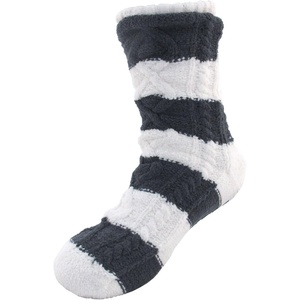 image:imageBambooMN Extra Thick Soft Cozy Fuzzy Thermal Cabin Plush Fleecelined Fur Cuff Knitted Crew SocksThermal  Color 01a
