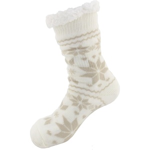 image:imageBambooMN Extra Thick Soft Cozy Fuzzy Thermal Cabin Plush Fleecelined Fur Cuff Knitted Crew SocksThermal  Color 11d