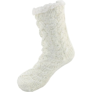 image:imageBambooMN Extra Thick Soft Cozy Fuzzy Thermal Cabin Plush Fleecelined Fur Cuff Knitted Crew SocksThermal  Color 12d
