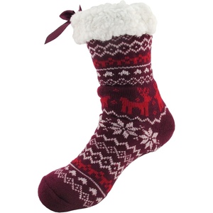 image:imageBambooMN Extra Thick Soft Cozy Fuzzy Thermal Cabin Plush Fleecelined Fur Cuff Knitted Crew SocksThermal  Color 14e