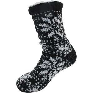 image:imageBambooMN Extra Thick Soft Cozy Fuzzy Thermal Cabin Plush Fleecelined Fur Cuff Knitted Crew SocksThermal  Color 19g