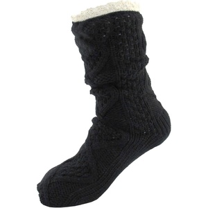 image:imageBambooMN Extra Thick Soft Cozy Fuzzy Thermal Cabin Plush Fleecelined Fur Cuff Knitted Crew SocksThermal  Color 23h