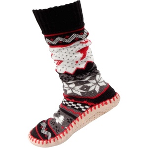 image:imageBambooMN Mens Cabin Double Layer Thick Soft Warm Fuzzy Comfy Home Socks 1 PairRed Reindeer
