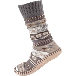 image:imageBambooMN Mens Cabin Double Layer Thick Soft Warm Fuzzy Comfy Home Socks 1 PairUltimate Grey