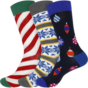 image:imageBambooMN Mens Christmas Socks Cotton Colorful Design Fashion Novelty Dress Xmas Theme Socks  Assorted Packs3a