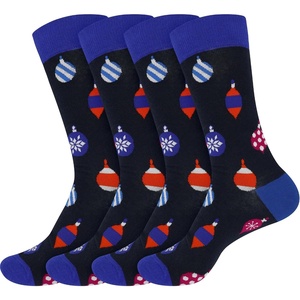 image:imageBambooMN Mens Christmas Socks Cotton Colorful Design Fashion Novelty Dress Xmas Theme Socks  Assorted PacksTree Ornaments