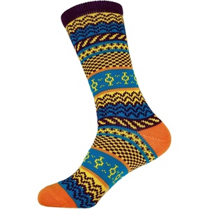 image:imageBambooMN Mens Colorful Patterned Socks  Long Over The Calf Stylish Cotton Dress SocksColor 1