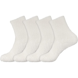 image:imageBambooMN Mens Feather Light Fuzzy Socks with No Slip Grips  4 Pair Value Packs05  White