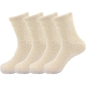 image:imageBambooMN Mens Featherlight Comfy Warm Fuzzy Socks  4 Pairs05  White
