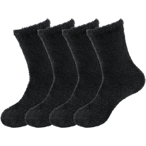 image:imageBambooMN Mens Featherlight Comfy Warm Fuzzy Socks  4 Pairs08  Black