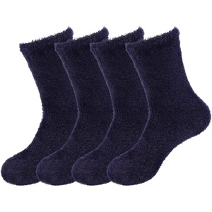 image:imageBambooMN Mens Featherlight Comfy Warm Fuzzy Socks  4 Pairs15  Navy