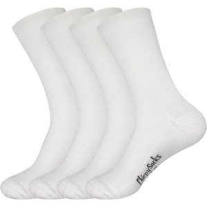 image:imageBambooMN Mens Thin with Thick Comfort Sole Socks Rayon from Bamboo Fiber Dress Casual Comfortable Socks 4 Pairs 2 SizesWhite