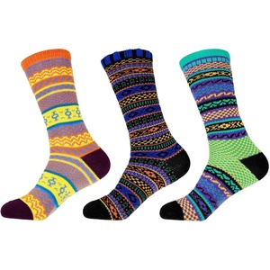 image:imageBambooMN Mens Vintage Style Knitted Colorful Cotton Crew SocksAssortment 3a